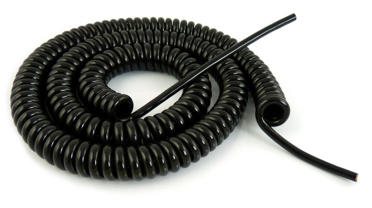TieDex UK Spiral Cable TB17 FLEX, 6 m, 7 Core, 1.00mm², Black Polyurethane 70 °C