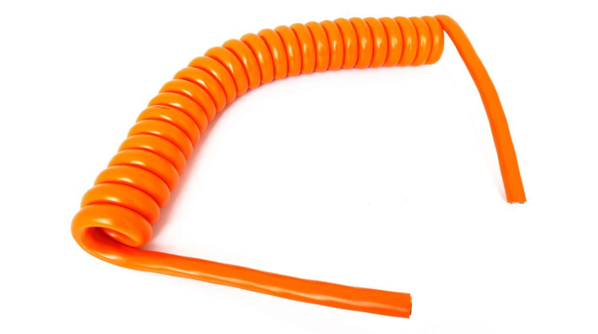 TieDex UK Spiral Cable TB28 FLEX, 2 m, 5 Core, 6.00mm², Orange, Glossy Polyurethane 70 °C
