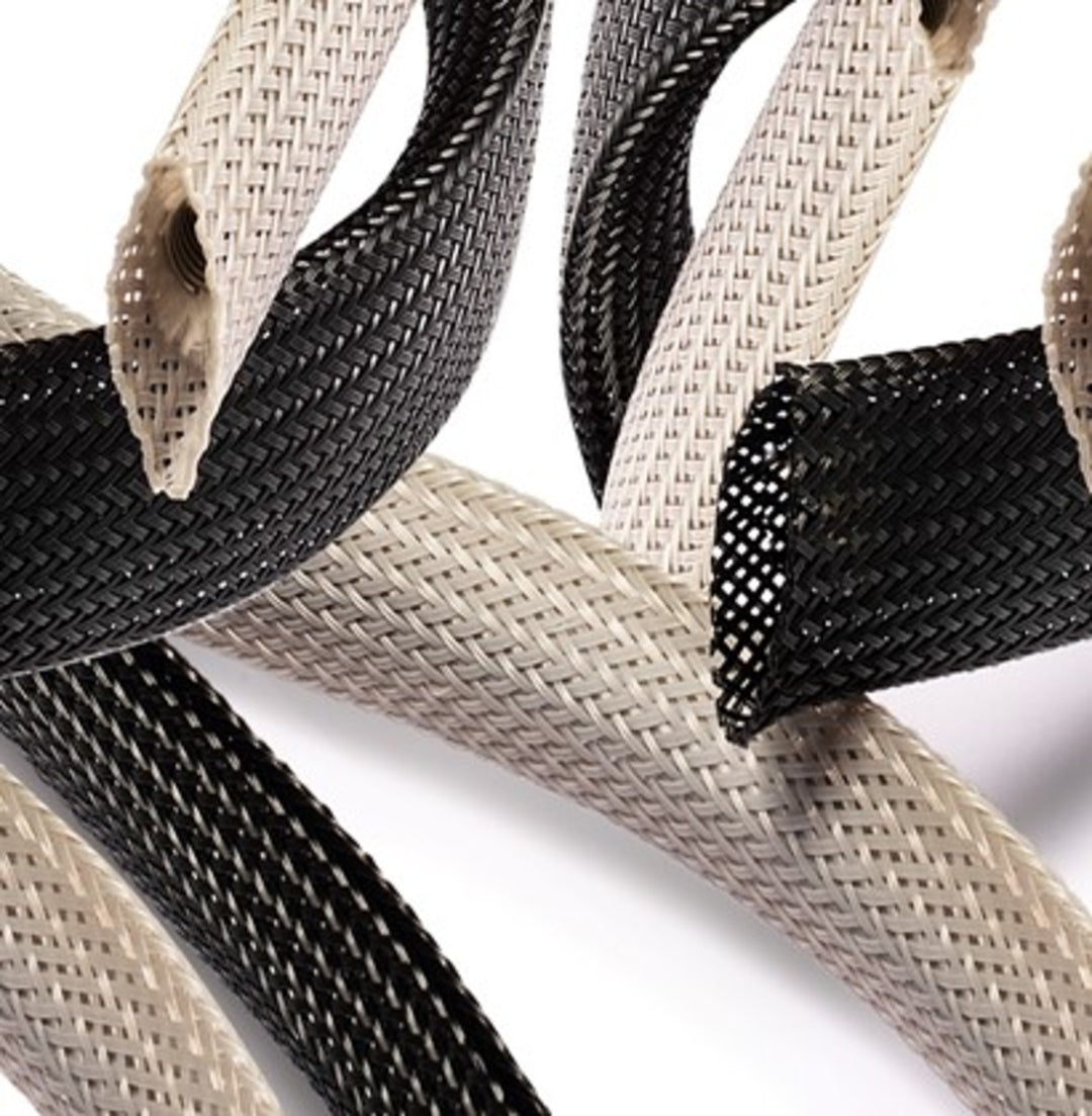 TieDex UK Expandable Braided Polyethylene Terephthalate Black Cable Sleeve 50 mm Cable Diameter