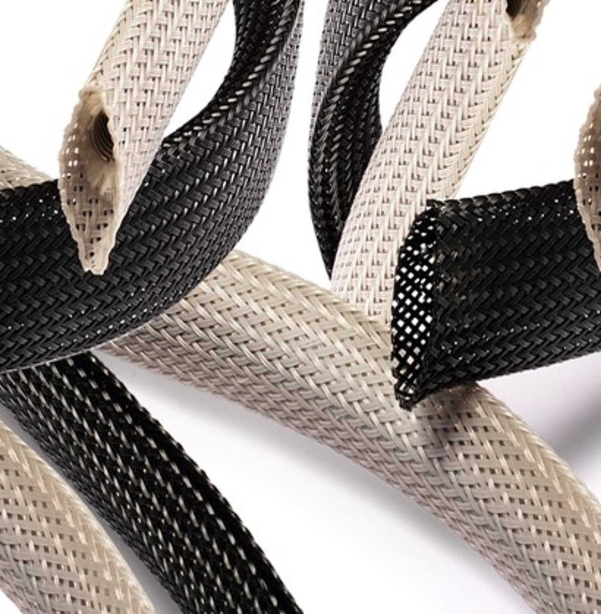 TieDex UK Expandable Braided Polyethylene Terephthalate Black Cable Sleeve 50 mm Cable Diameter