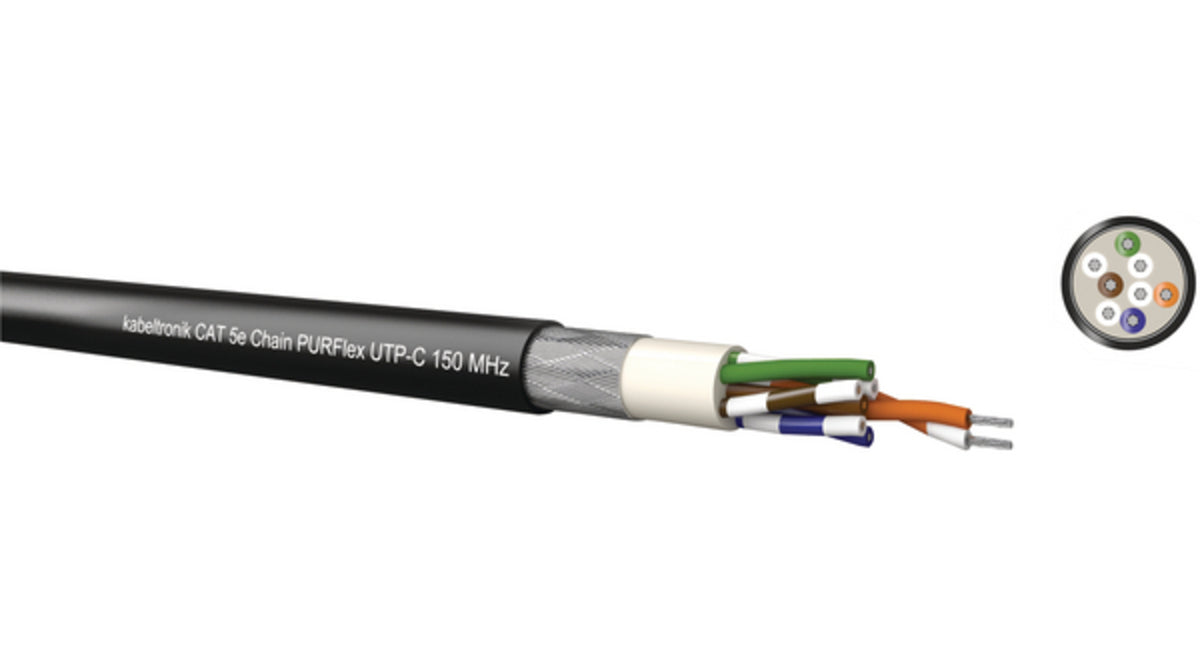 TieDex UK Cat5e Cable, 100 m, Unshielded, Black, Polyurethane