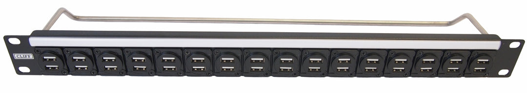 TieDex UK USB AV Patch Panel 16 Port Patch Panel, 1 U Rack Height