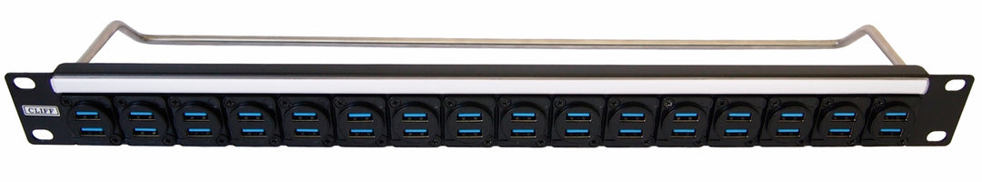 TieDex UK USB AV Patch Panel 16 Port Patch Panel, 1 U Rack Height