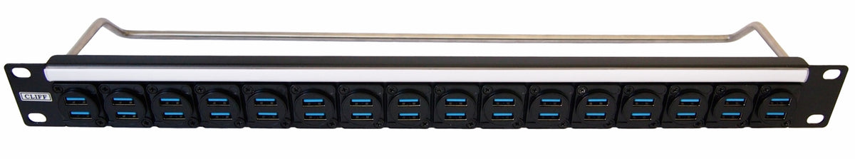TieDex UK USB AV Patch Panel 16 Port Patch Panel, 1 U Rack Height