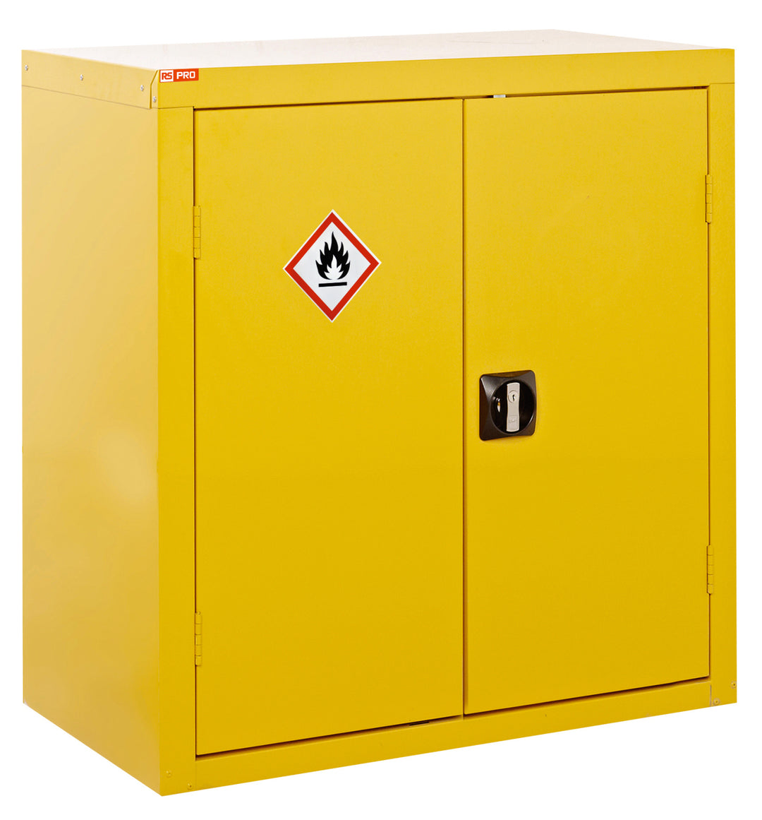 TieDex UK Yellow Steel Lockable 2 Door Hazardous Substance Cabinet, 900 mm x 900mm x 460 mm