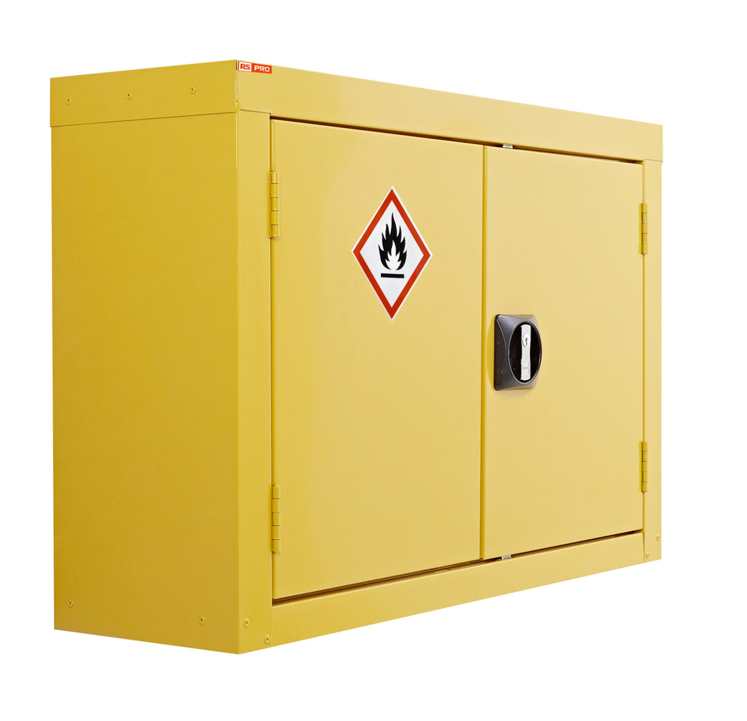 TieDex UK Yellow Steel Lockable 2 Door Hazardous Substance Cabinet, 570 mm x 850mm x 255 mm