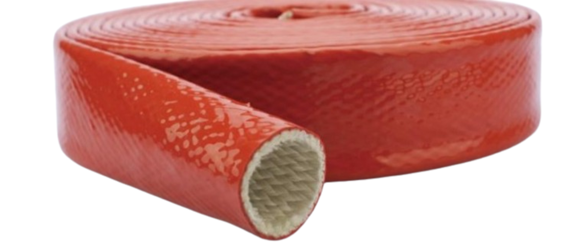 TieDex UK Braided Silicone Rubber Red Fire Sleeve, 15m Length 57 mm Cable Diameter