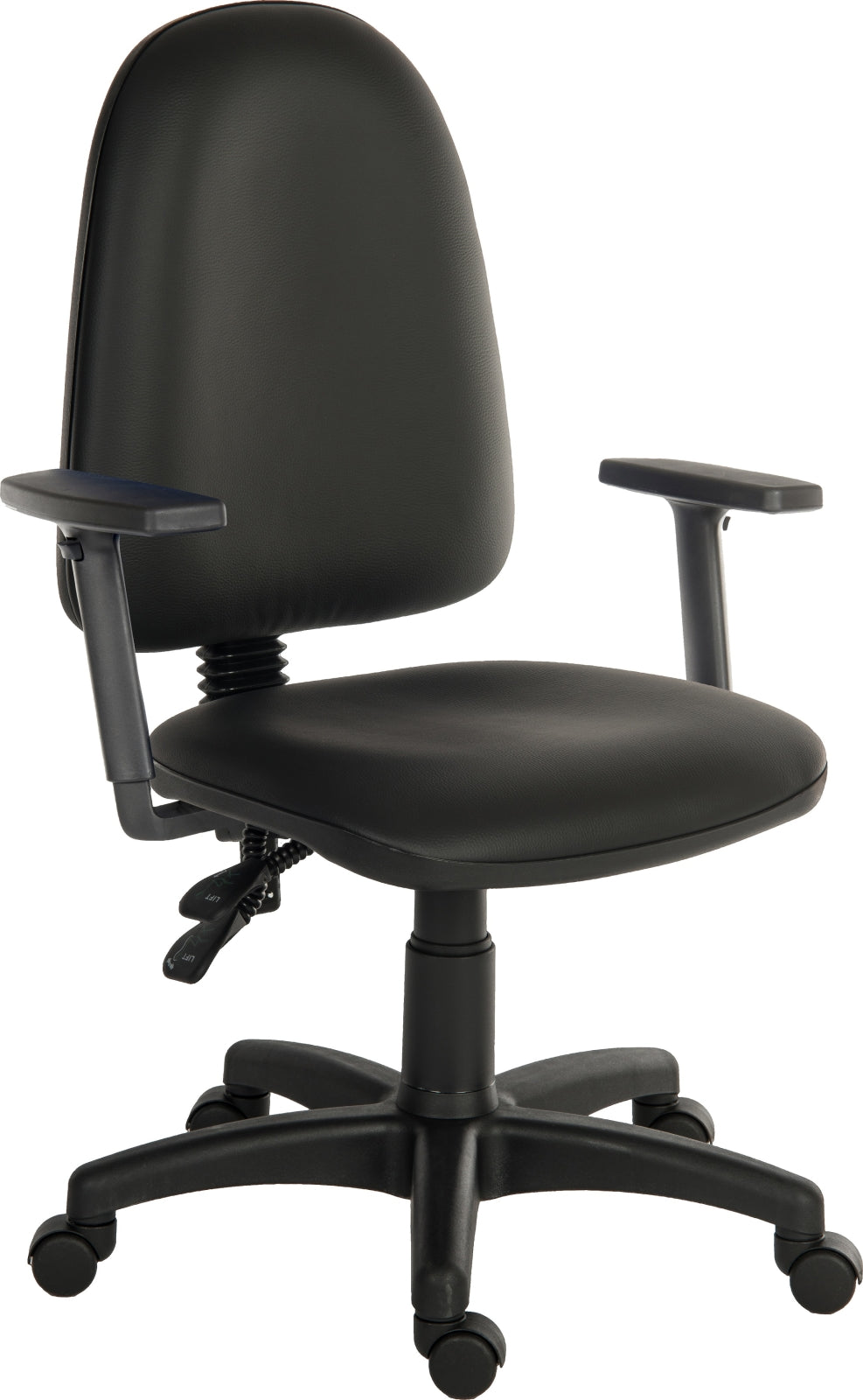 TieDex UK Black Polyurethane Operator Chair, 120 kg Weight Capacity