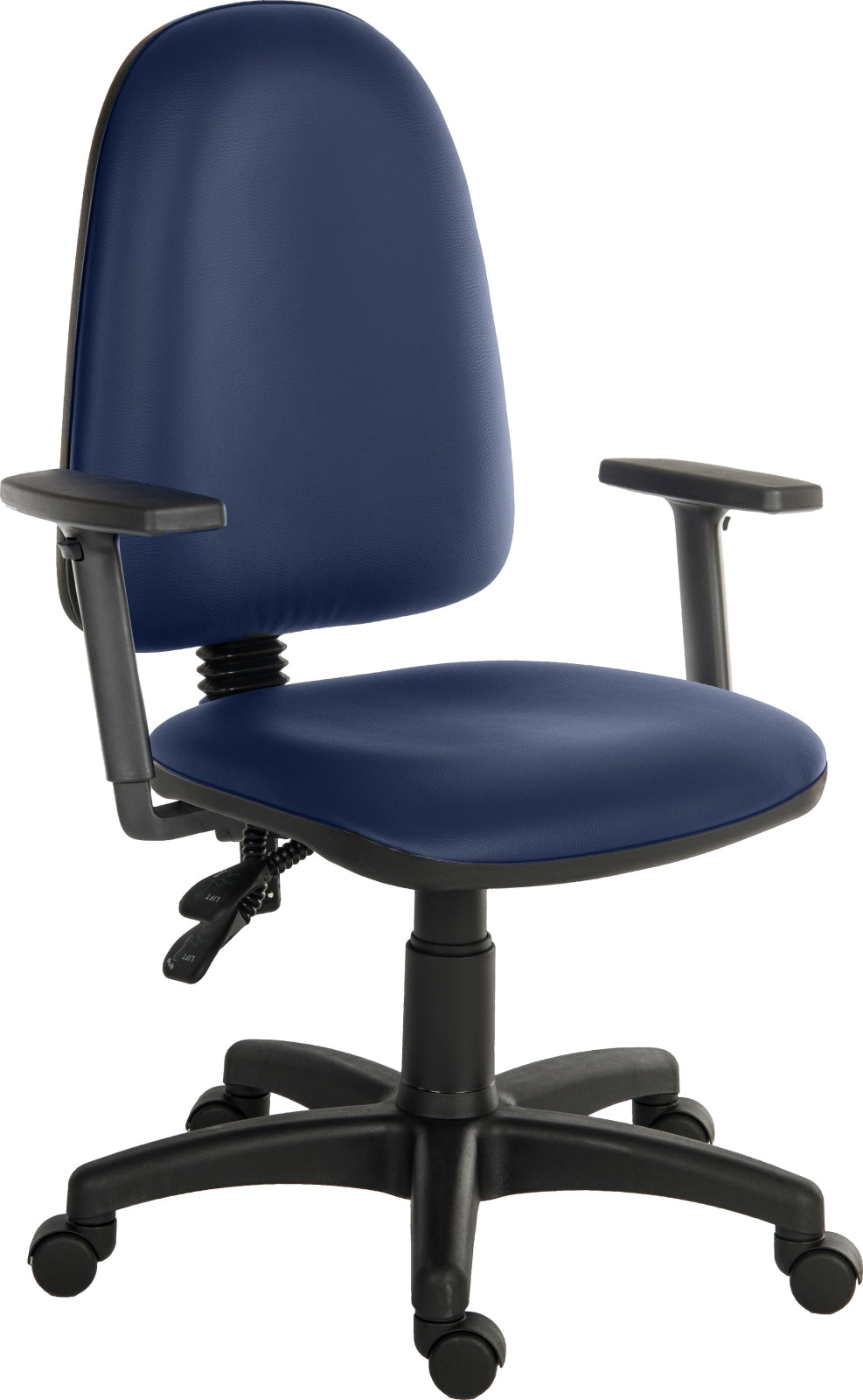 TieDex UK Blue Polyurethane Operator Chair, 120 kg Weight Capacity