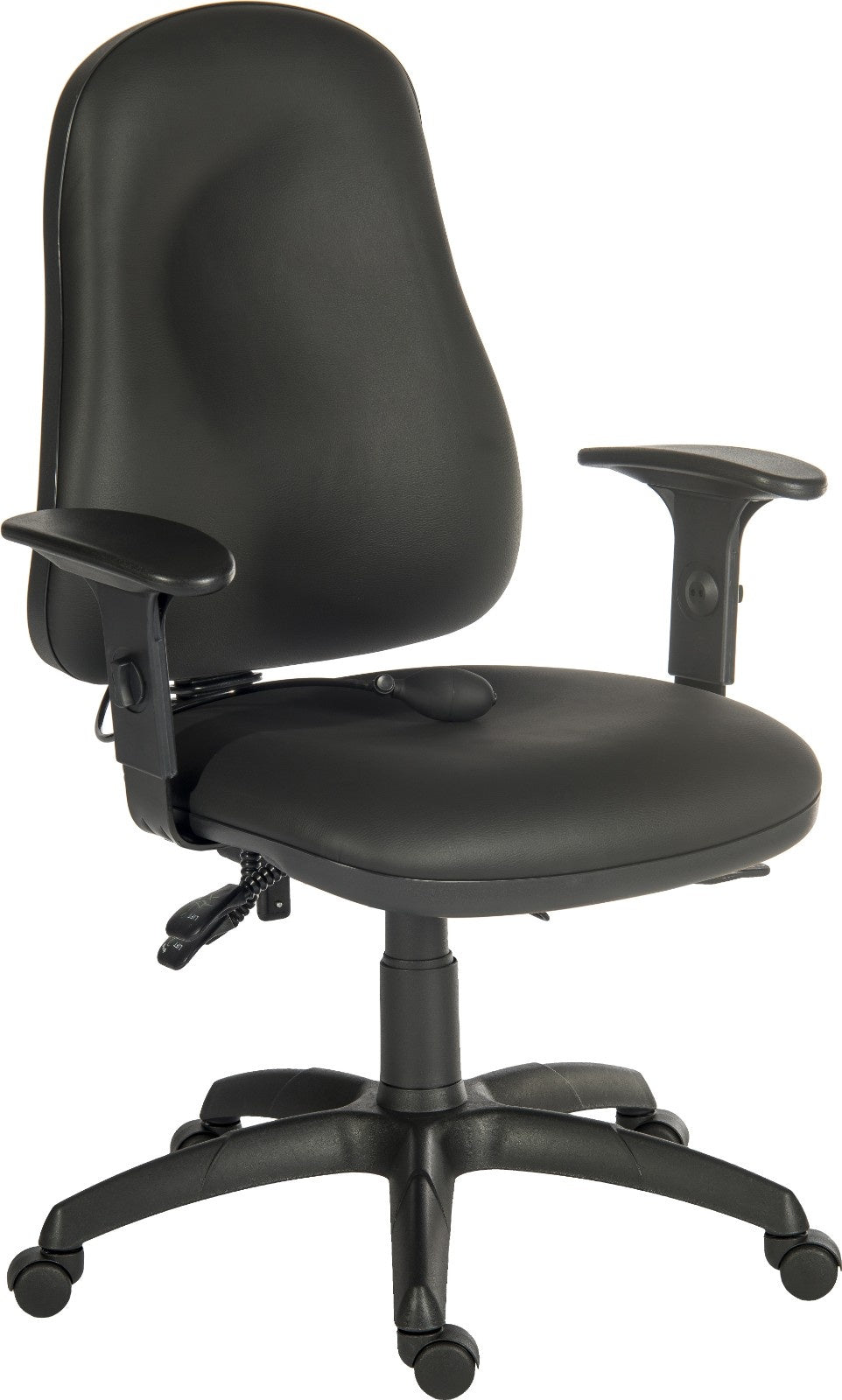 TieDex UK Black Polyurethane Operator Chair, 150 kg Weight Capacity