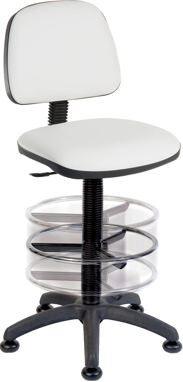 TieDex UK White Polyurethane Drafting Chair, 90 kg Weight Capacity