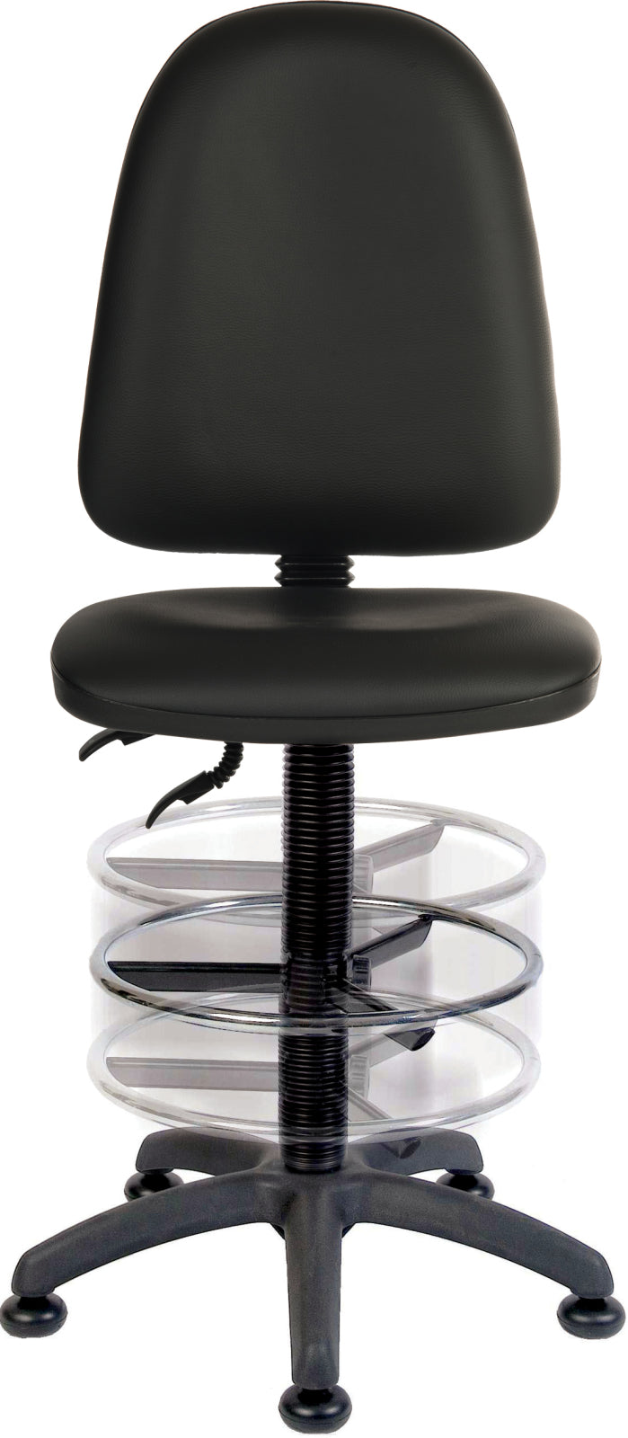 TieDex UK Black Polyurethane Drafting Chair, 100 kg Weight Capacity