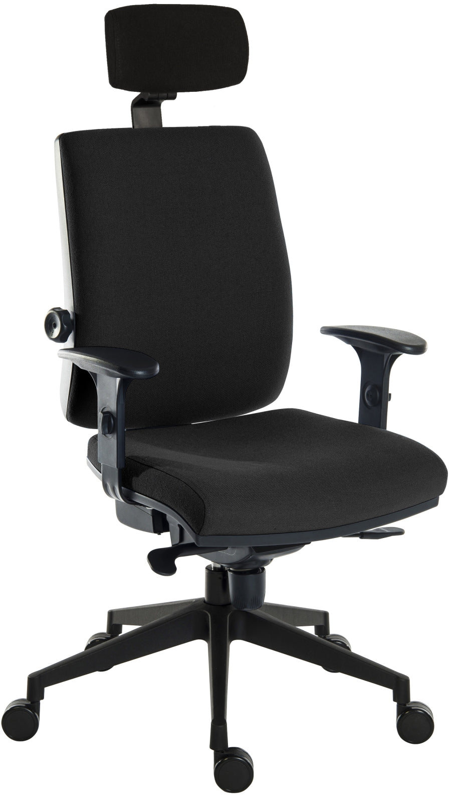 TieDex UK Black Fabric Operator Chair, 150 kg Weight Capacity