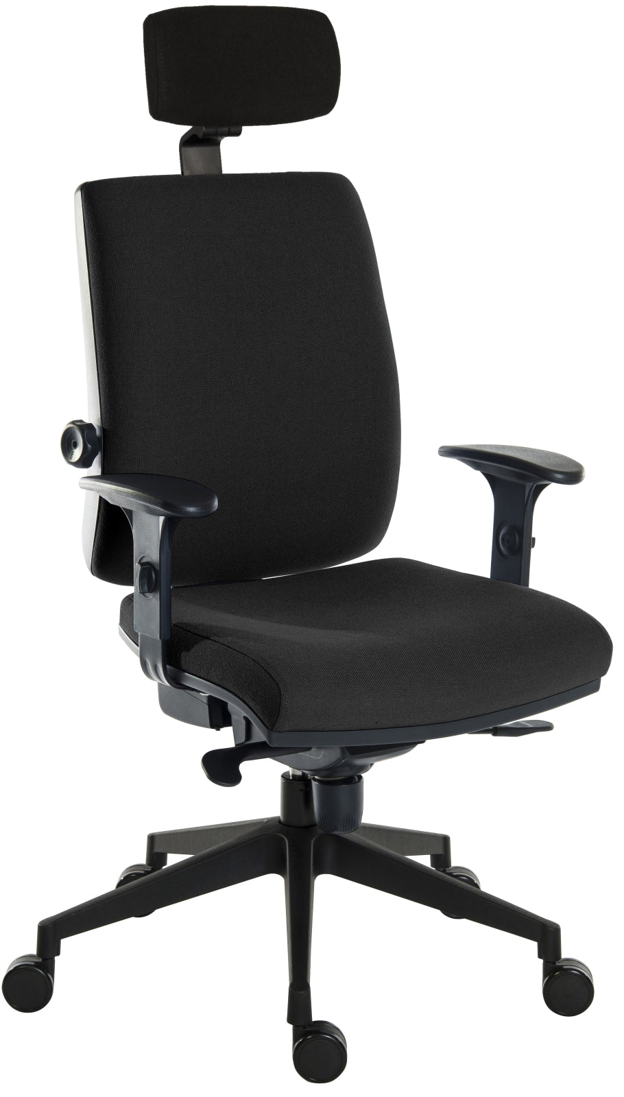 TieDex UK Black Fabric Operator Chair, 150 kg Weight Capacity