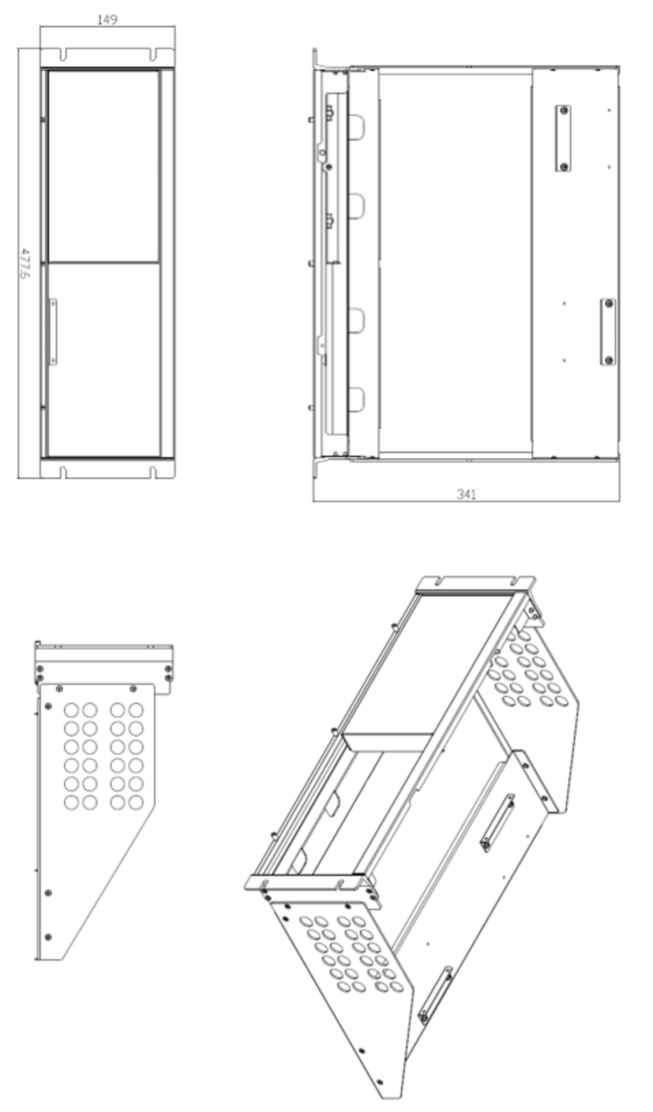 TieDex UK Rack Mount Kit for Use with ASR-2000, 6.35 mm Thread 124 mm 480 mm 285mm