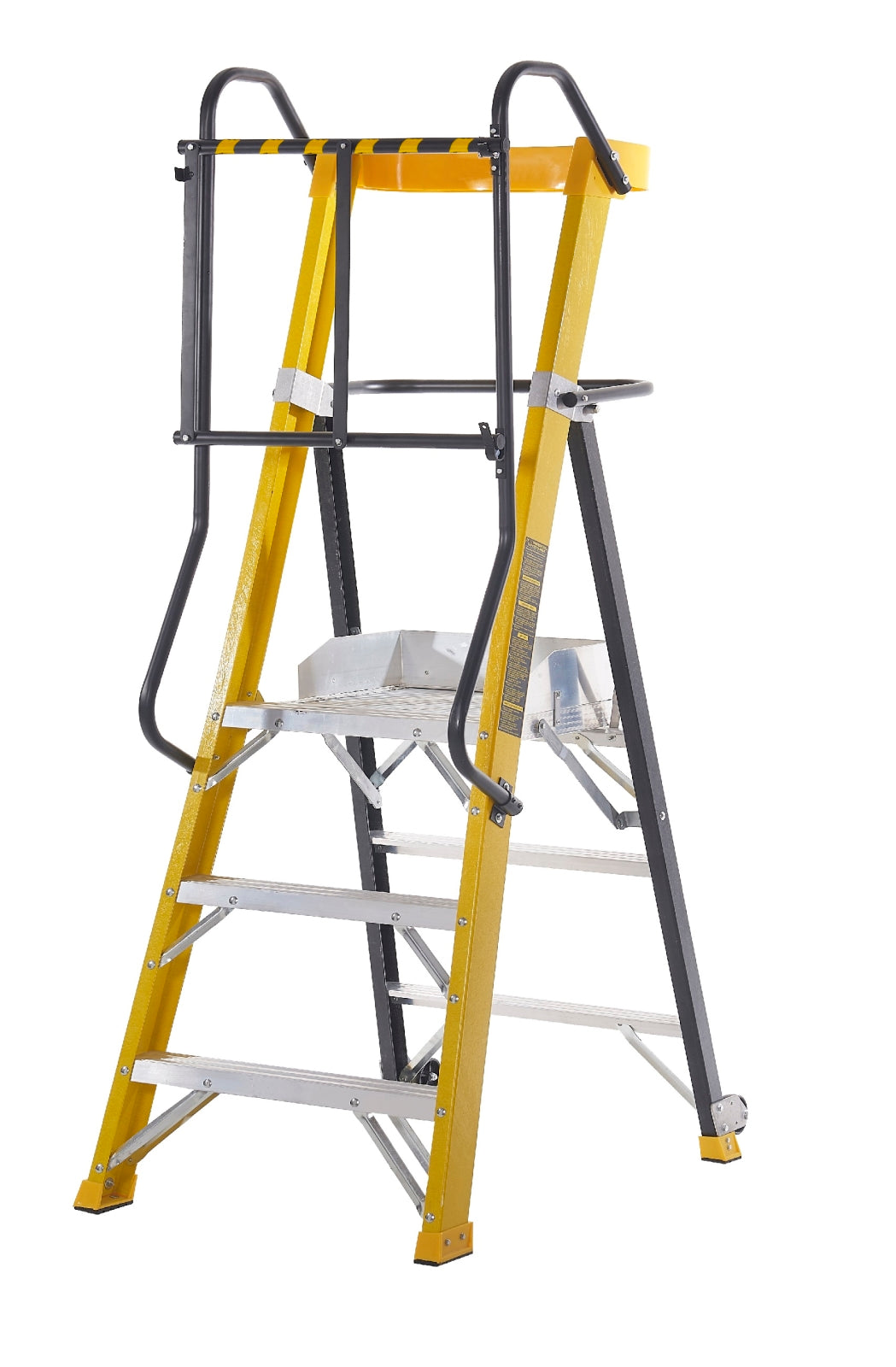 TieDex UK Fibreglass 3 steps Step Ladder, 805mm platform height, 1755 mm open length