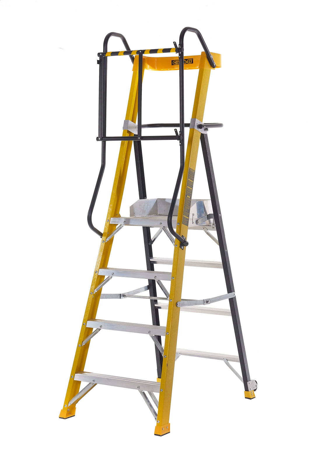 TieDex UK Fibreglass 4 steps Step Ladder, 1090mm platform height, 2040 mm open length