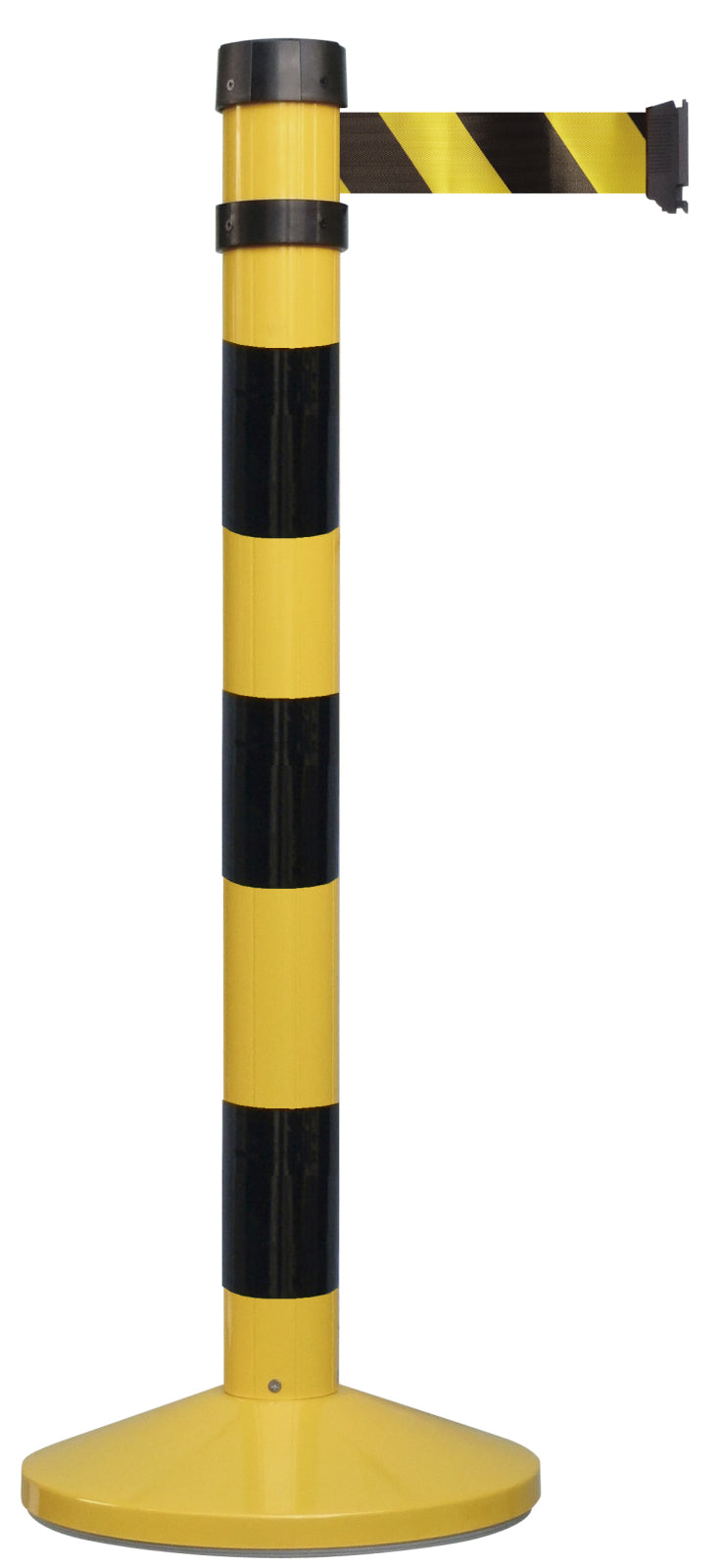 TieDex UK Black, Yellow Safety Barrier, Black, Yellow Tape, Metal, Polyester, Retractable Barrier, 4 m