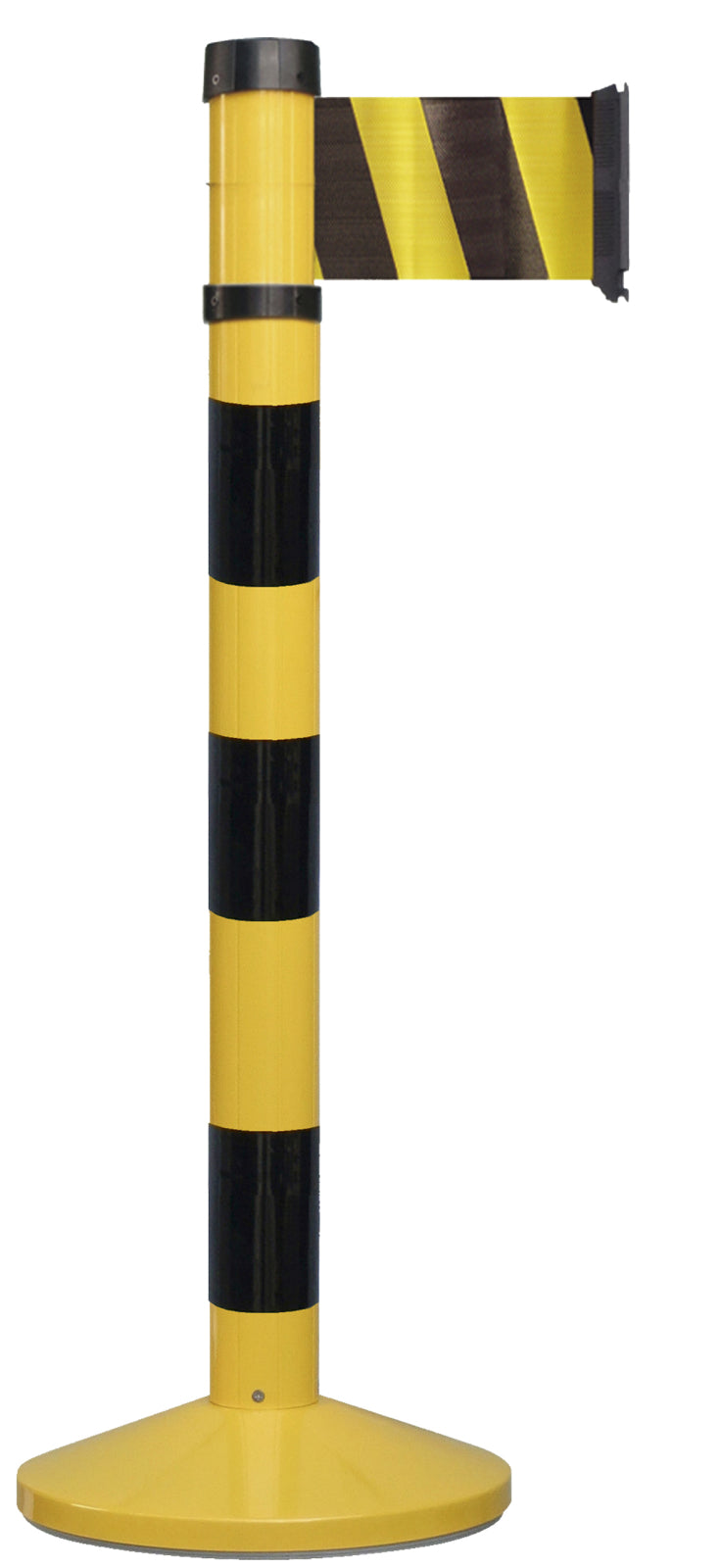 TieDex UK Yellow, Black Safety Barrier, Black, Yellow Tape, Metal, Polyester, Retractable Barrier, 4 m