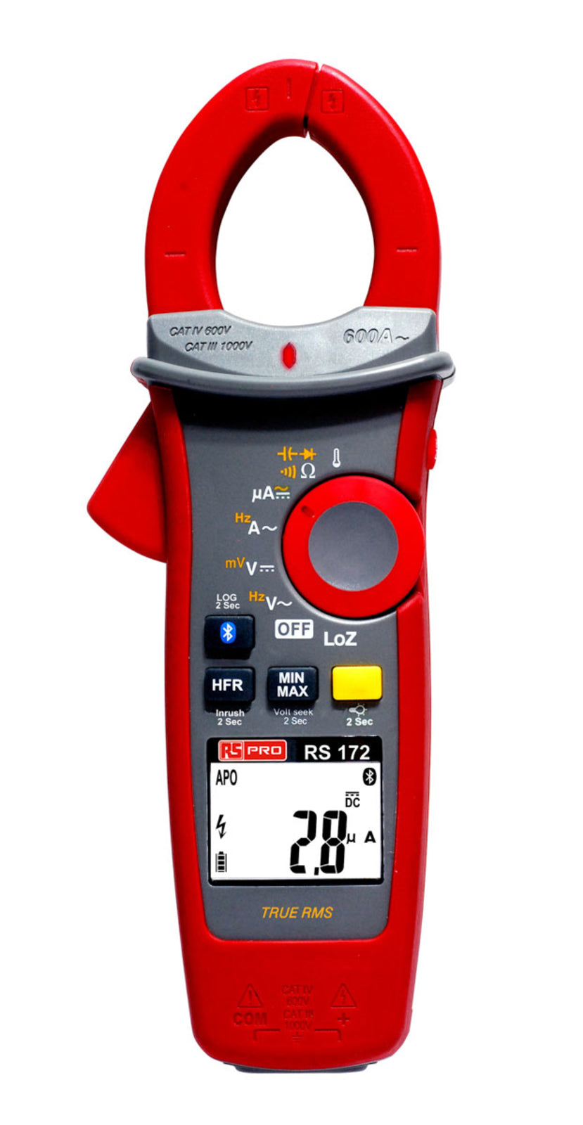 TieDex UK 172 Clamp Meter, 600 A dc 600 A ac 1000 V dc 999 V ac CAT IV Non-Contact Voltage Detector, RSCAL