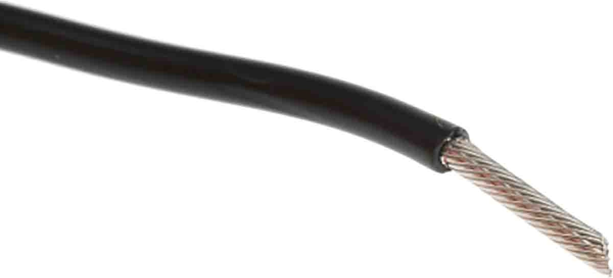 TieDex UK Black 1.32 mm² Hook Up Wire, 16 AWG, 26/0.25 mm, 0.25 mm core strands, 305 m, Polyvinyl Chloride
