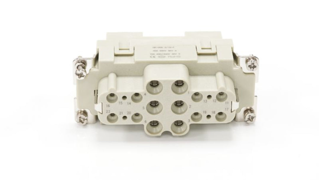 TieDex UK Heavy Duty Power Connector Insert, 16A, 40 A Female, 6 Contacts