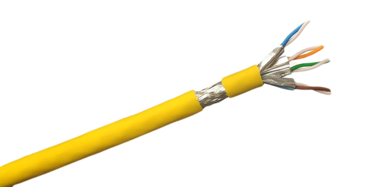 TieDex UK Cat7 Ethernet Cable, 100 m, Yellow, Shielded Low Smoke Zero Halogen