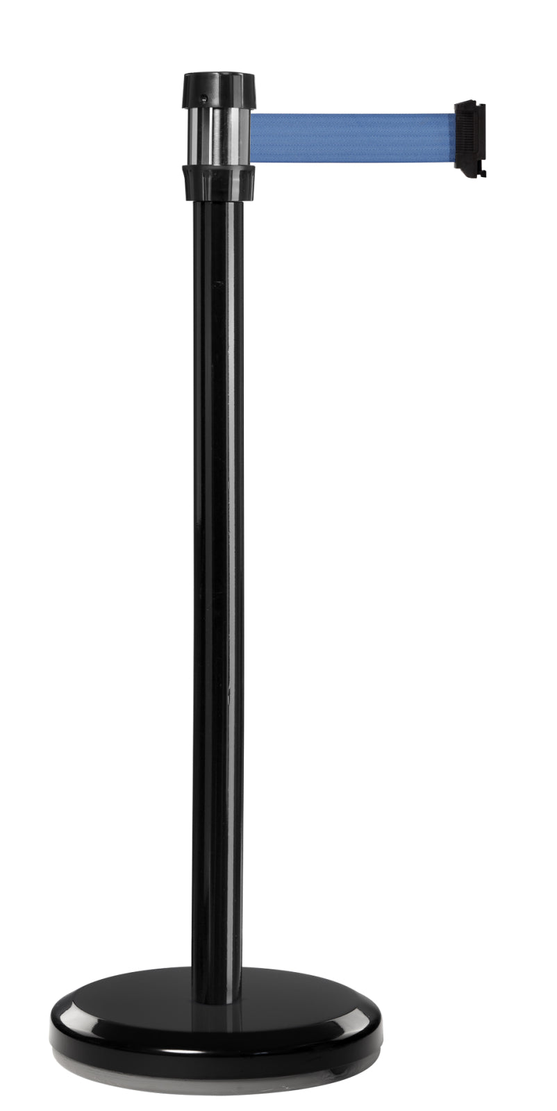 TieDex UK Black Strap Post, Blue Tape, Polyester, Polyester, Retractable Barrier