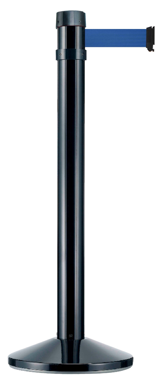 TieDex UK Black Strap Post, Blue Tape, Polyester, Polyester, Retractable Barrier