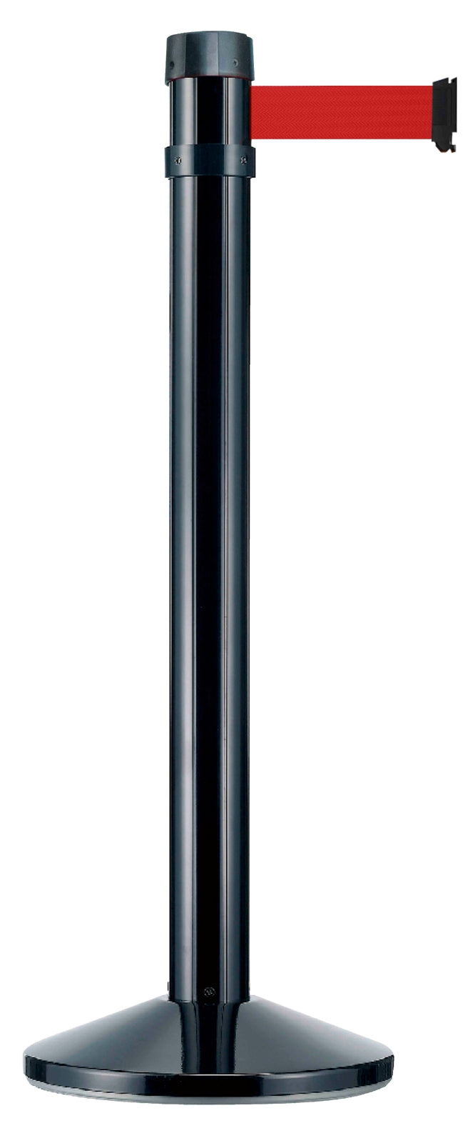TieDex UK Black Strap Post, Red Tape, Polyester, Polyester, Retractable Barrier
