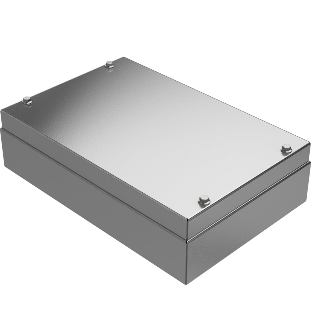 TieDex UK Grey Natural Lid 304 Stainless Steel General Purpose Enclosure, IP66, IK08, IK09, 200 mm x 80 mm x 300 mm