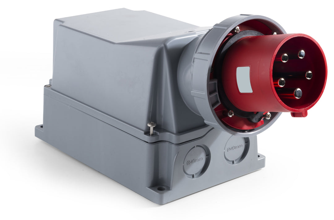 TieDex UK IP67 Red Wall Mount Mount Straight Industrial Power Connector, 125A, 380V, 415 V