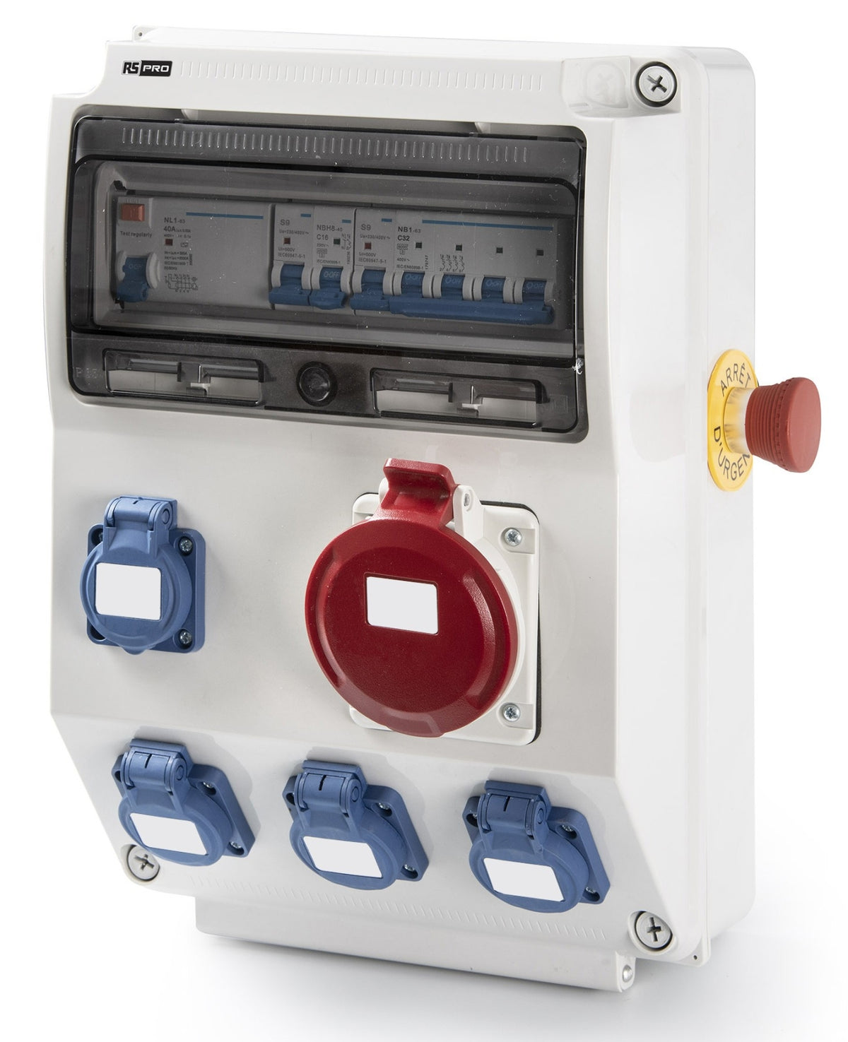 TieDex UK IP44 Wall Mount Industrial Power Connector, 32A, 400V