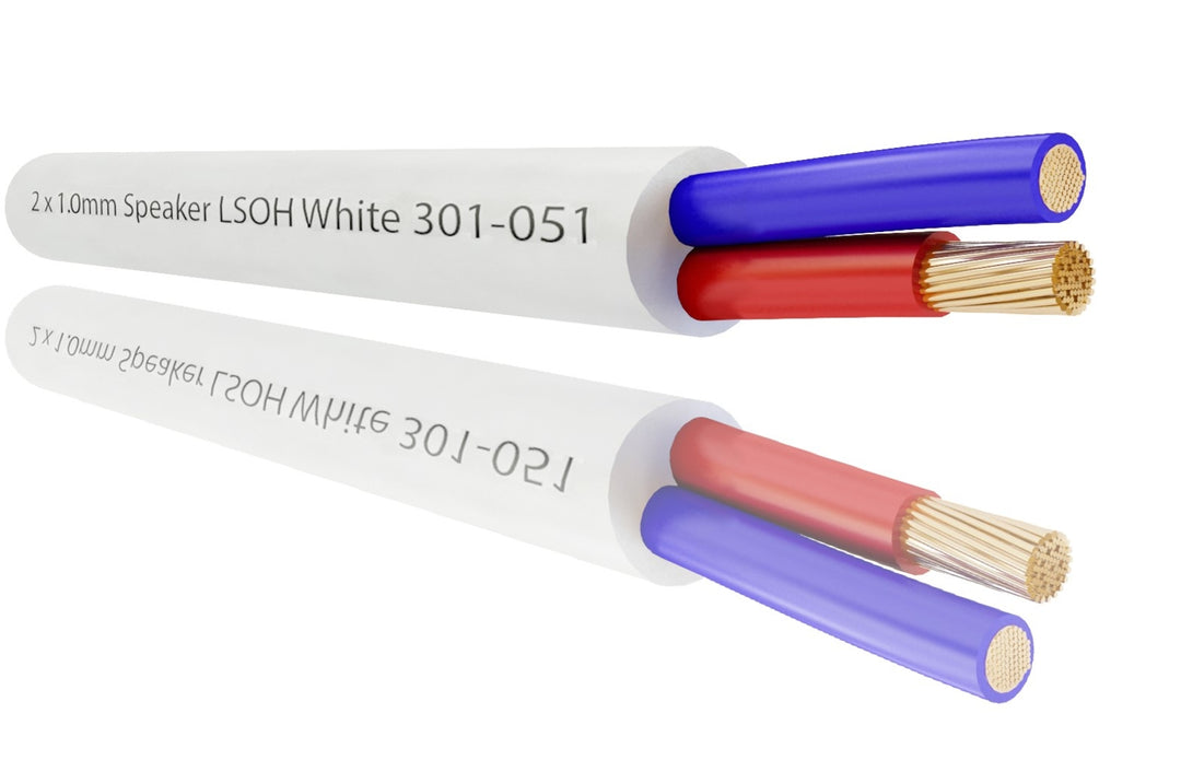TieDex UK 2 Core, 1 mm² CSA, 6.5 mm OD, 100 m, White