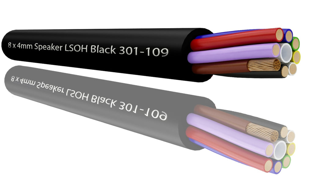 TieDex UK 8 Core, 4 mm² CSA, 16 mm OD, 100 m, Black