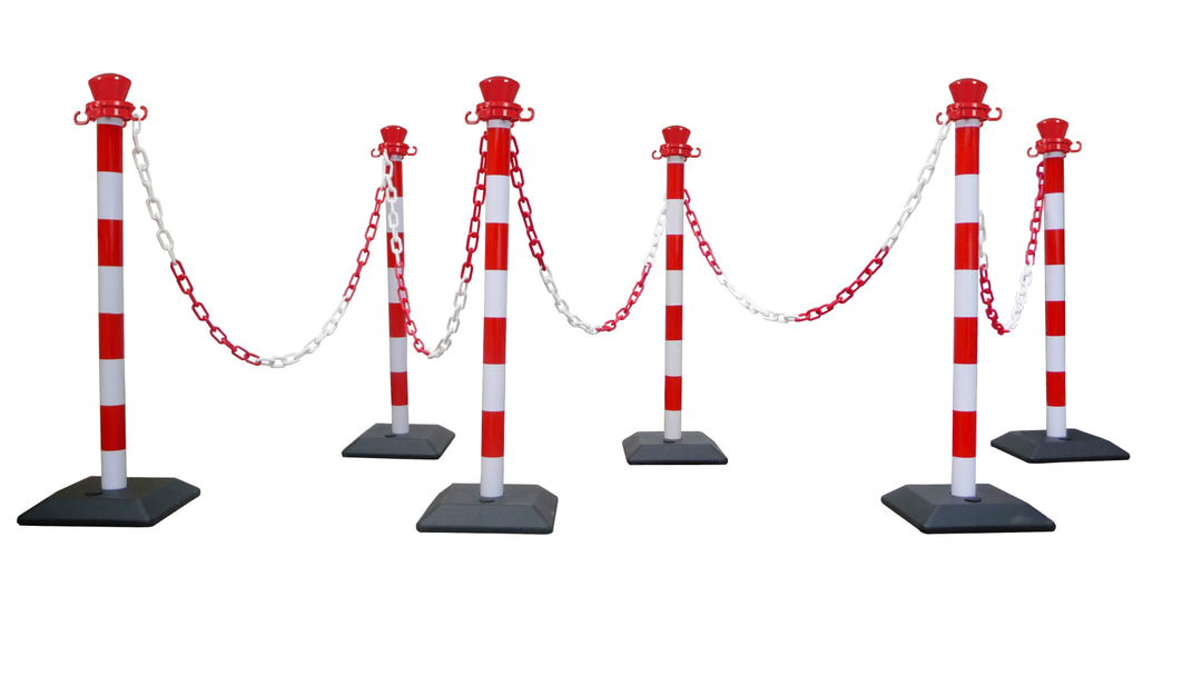 TieDex UK Red, White Barriers &amp; Stanchion, Polypropylene, Chain Barrier