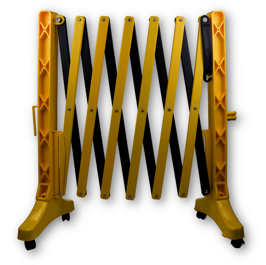 TieDex UK Black, Yellow Safety Barrier, Polyethylene, Extendable Barrier