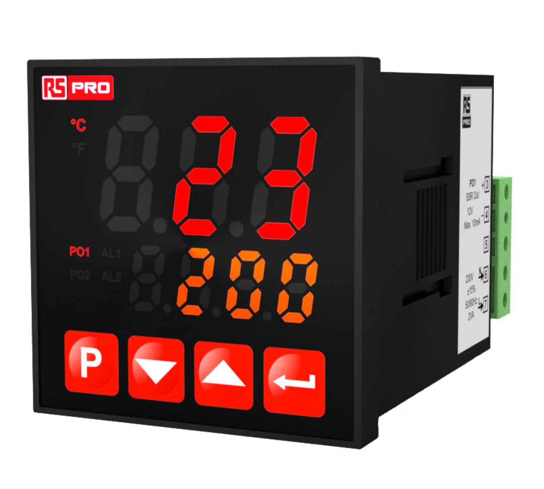 TieDex UK Panel Mount PID Temperature Controller 2 Input, 3 Output SSR, Relay 24V PID Controller