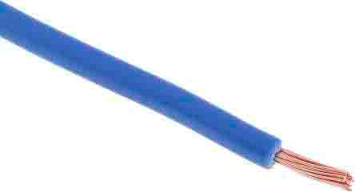 TieDex UK Blue Hook Up Wire, 14 AWG, 50/0.25 mm, 0.25 mm core strands, 305 m, Polyvinyl Chloride