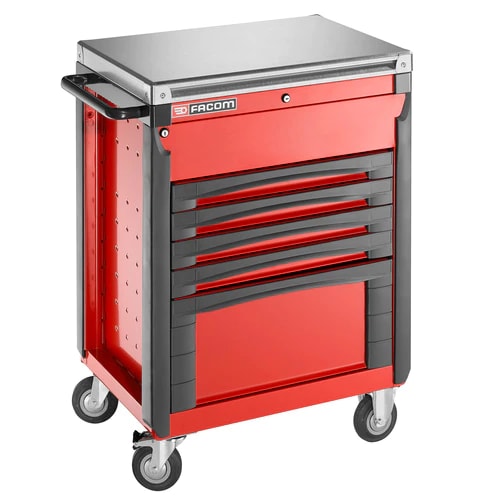 Facom 4 Drawer Wheeled Roller Cabinet, Epoxy Coated Metal