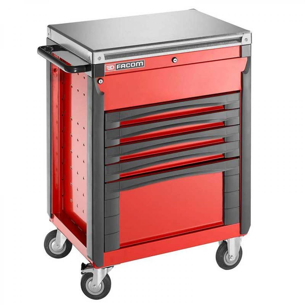 Facom 5 Drawer Wheeled Roller Cabinet, Epoxy Coated Metal
