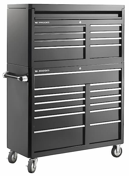 Facom 21 Drawer Wheeled Roller Cabinet, Epoxy Coated Metal