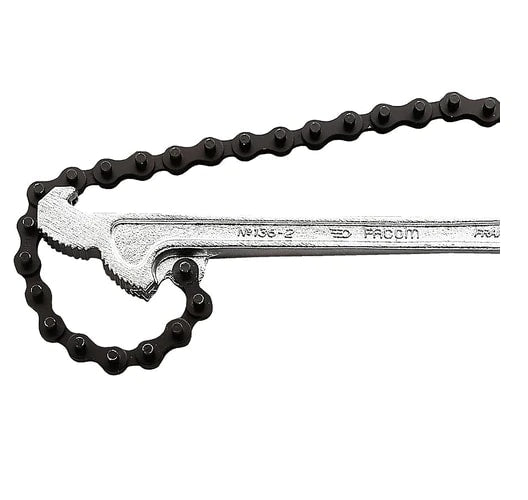 Facom, 60 - 140 mm Jaw Capacity Chain Wrench, 600mm Overall, Metal Handle