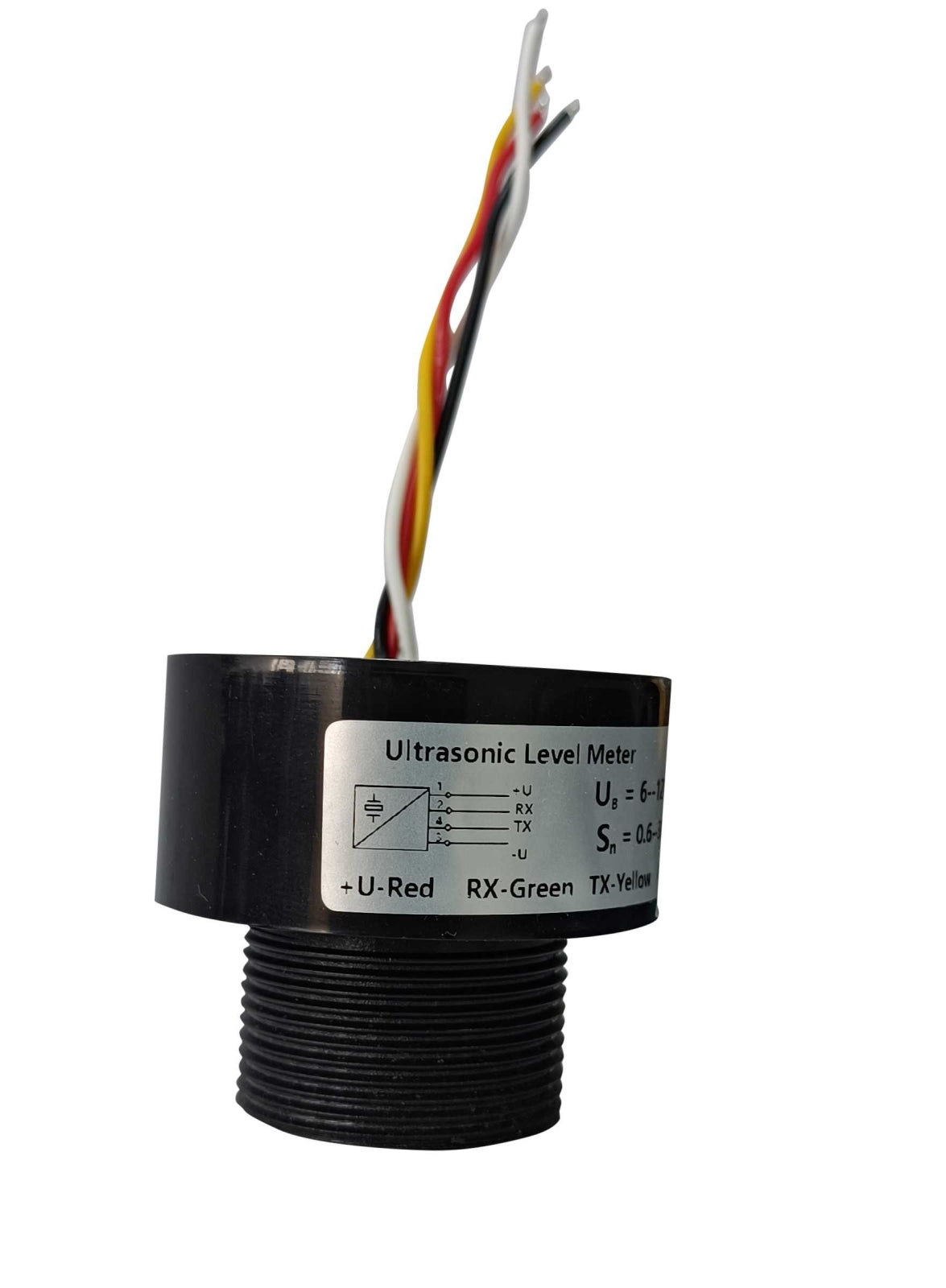 TieDex UK Ultrasonic Level Sensor, Threaded, Housing Polyvinylidene fluoride/Polyvinyl Chloride