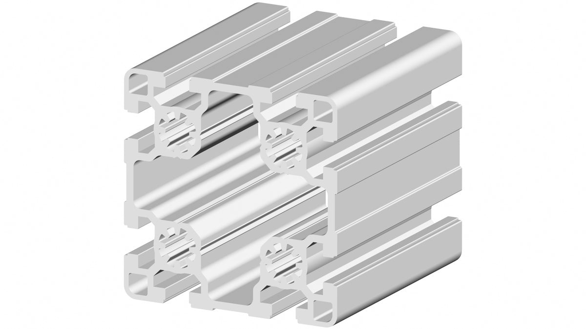 TieDex UK Silver Anodised Aluminium Strut Profile 90 x 90 mm 10 mm Groove, 3 m Length, 90 x 90 mm Square