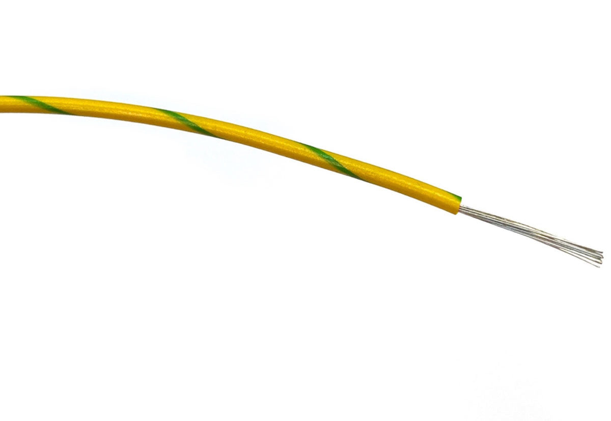 TieDex UK Green, Yellow Hook Up Wire, 16 x 0.2 mm, 200 μm core strands, 500 m, Polyvinyl Chloride