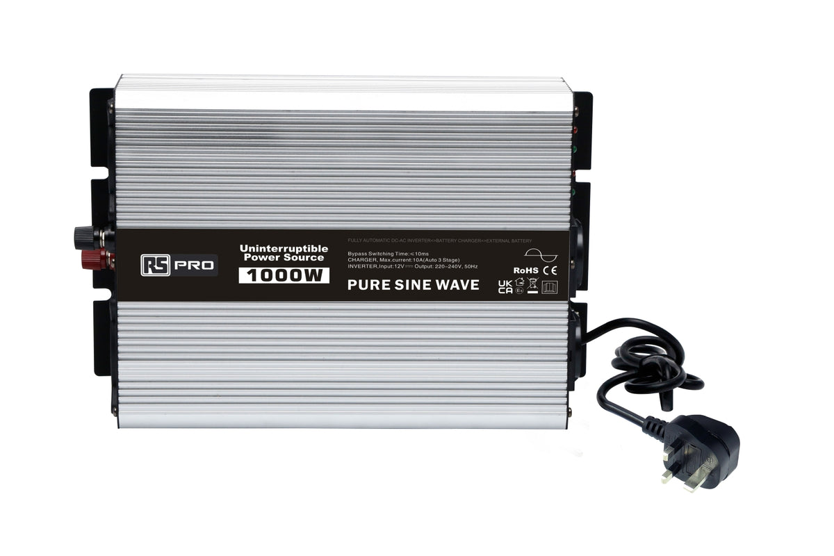 TieDex UK Chassis 1000W Fixed Installation DC-AC Power Inverter, 12V dc Input, 230V ac Output