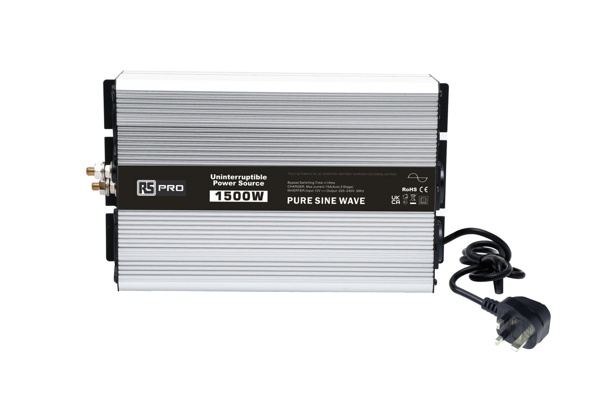 TieDex UK Chassis 1500W Fixed Installation DC-AC Power Inverter, 12V dc Input, 230V ac Output