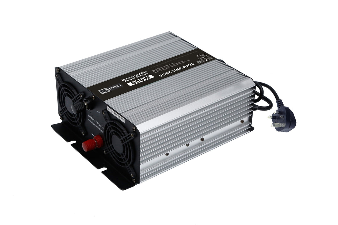 TieDex UK Chassis 600W Fixed Installation DC-AC Power Inverter, 12V dc Input, 230V ac Output