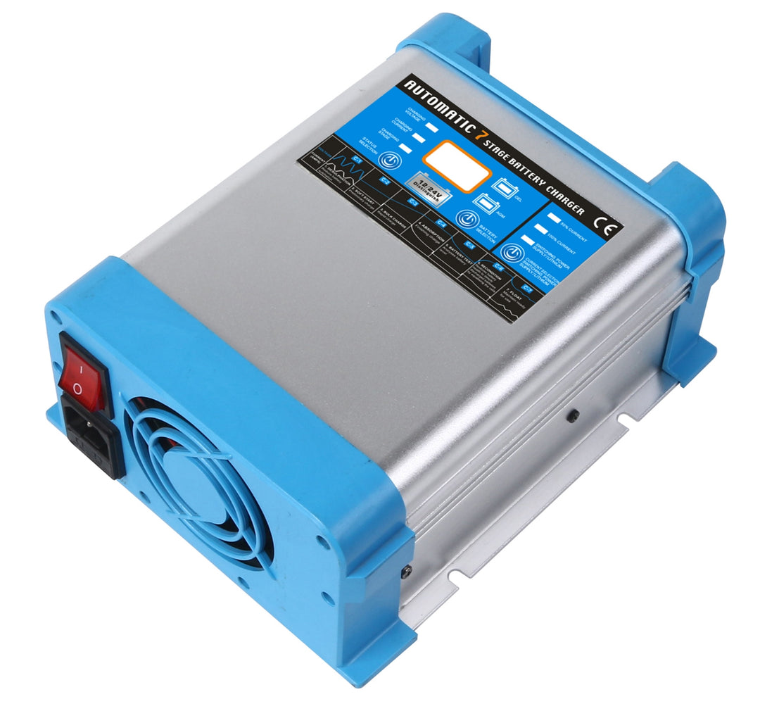 TieDex UK EBC12/24-60 Battery Charger For 24V, Lithium-ion 30 A with UK plug, 8 Lead Acid